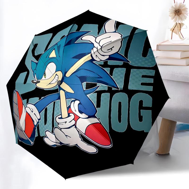 1PC Sonic, Hedgehog Automatic Open/Close, 8-Rib Durable Frame Compact Travel Umbrella for Men & Women S1222008