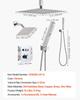 Shower Faucet Set, 305 mm Thermostatic Ceiling Mount Rainfall Shower System with 152 mm Wall Mount Head and 2 in 1 Handheld Spray, 3-Function Dual