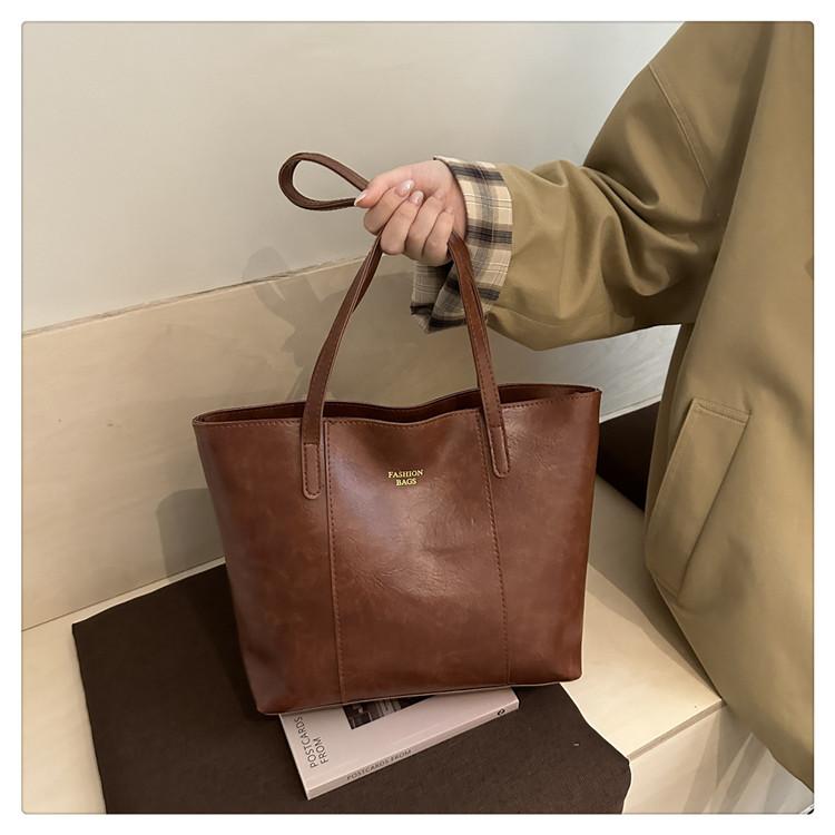 Large Capacity Faux Leather Tote Bag for Women Minimalist Casual Commute Shoulder Handbag