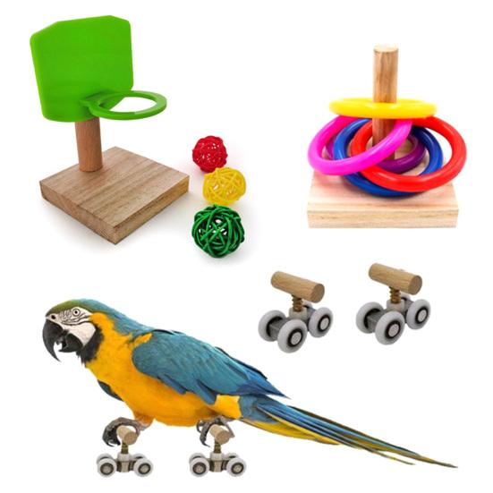 

3Pcs/Set Parrot Bird Pet Basketball Hoop Pulley Chew Training Interactive Toy 3pcs
