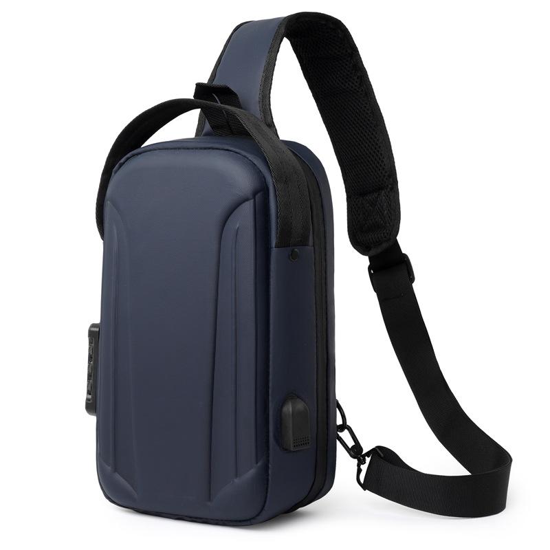 TS JYL laptop bag,Cross Border Motor Style Outdoor Men s Chest Bag Hard Shell Trendy Simple Multi Function Light Bag One size fits all синий