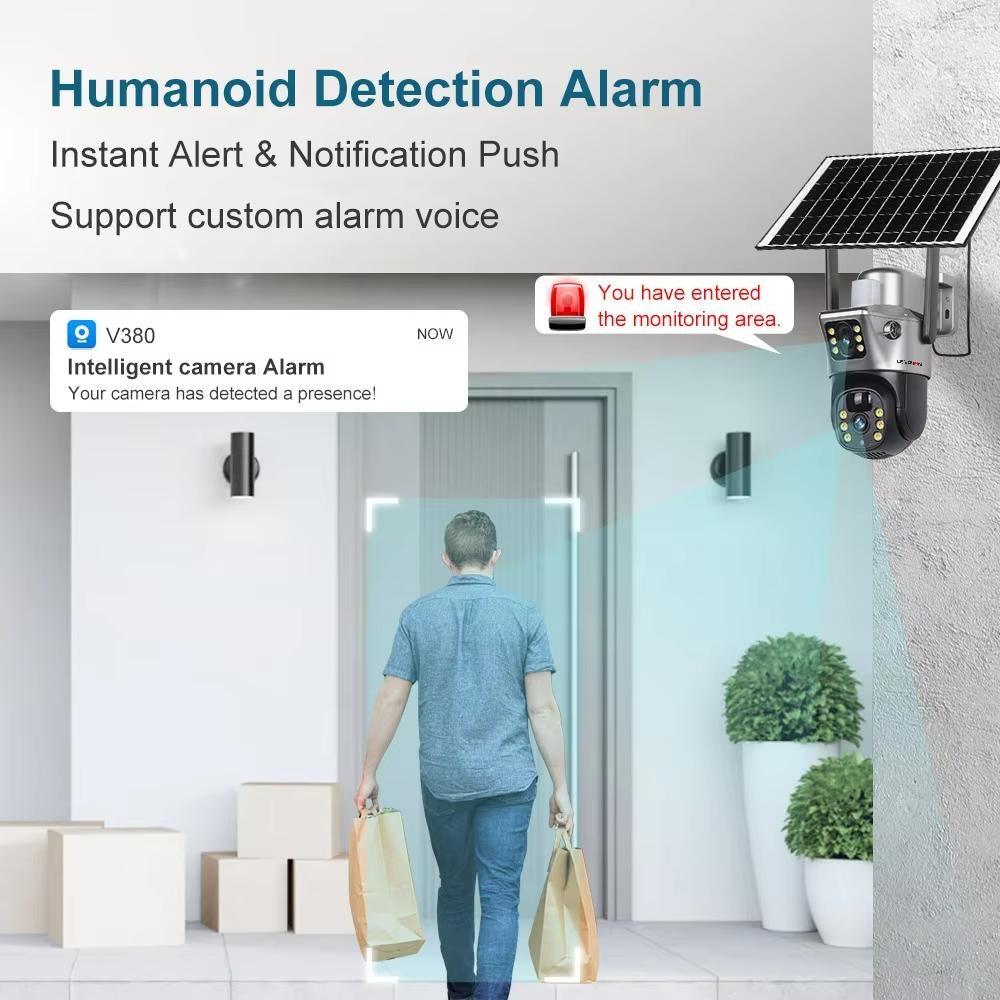 LS VISION 4K 8MP Dual Screen Solar Camera Outdoor Wireless 4G/WiFi PTZ Dual Lens Security Protection Auto Tracking CCTV Cameras