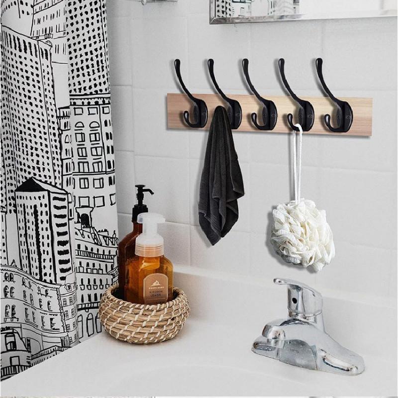 For Hook Coat Wall Zinc Metal Alloy Racks Double Hooks High Load Durable Bearing