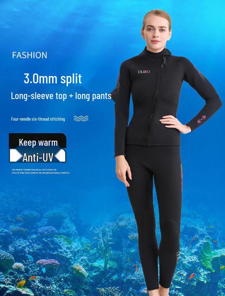 2025 Unisex 3mm Thickened Wetsuit for Snorkeling, Surfing & Diving – Warm, Cold-Proof, Split Long Sleeve Design