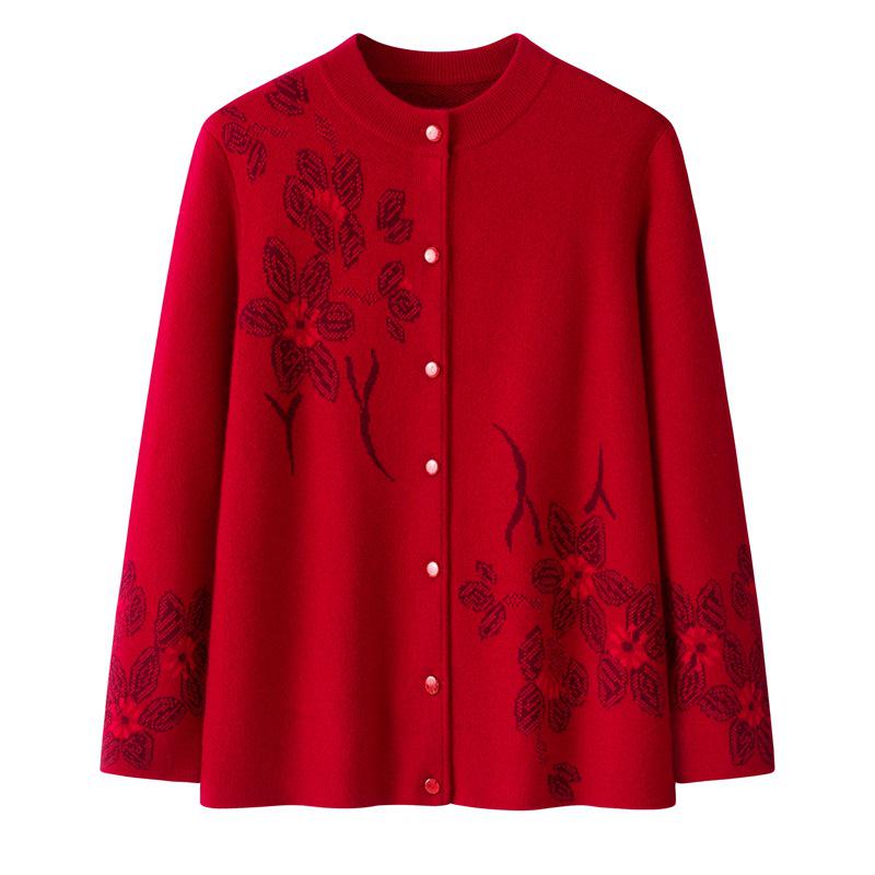 2025 Autumn/Winter Women's Wool Cardigan Crew Neck Sweater Coat