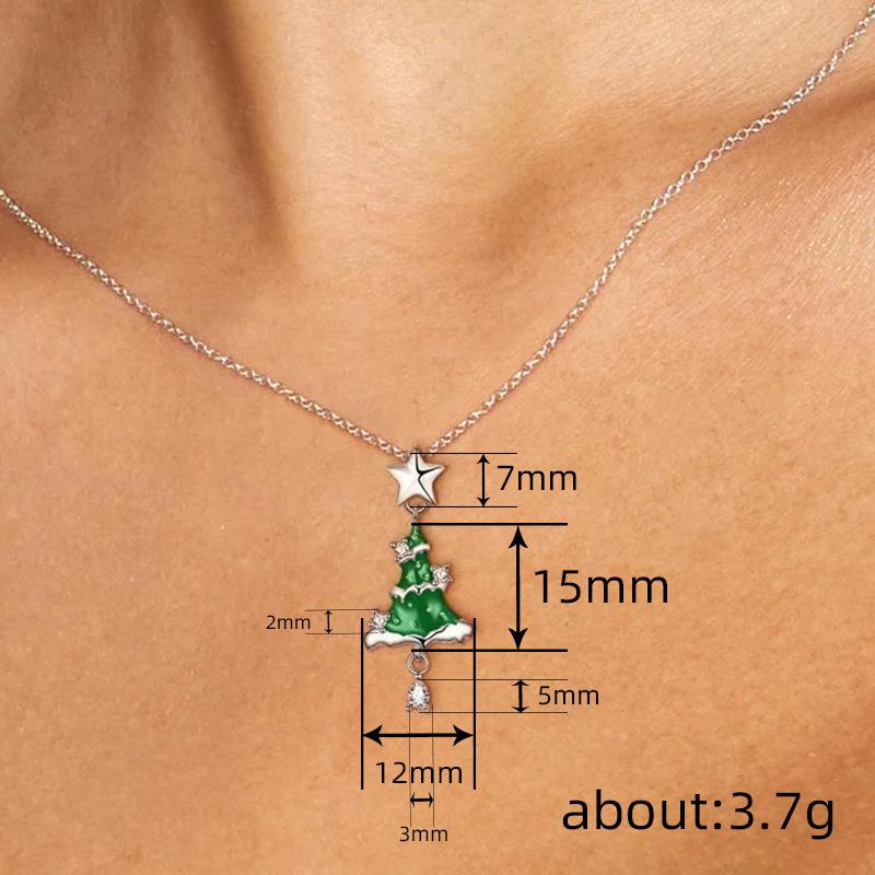 Christmas Tree Pendant Necklace, Star Holiday Pendant Jewelry, Fresh Ornaments For Women