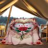 1pc Heart Love Rose Outdoor Flannel Blanket Soft All Season Polyester Throw , Perfect for Picnics & Travel , Picnic Accessory