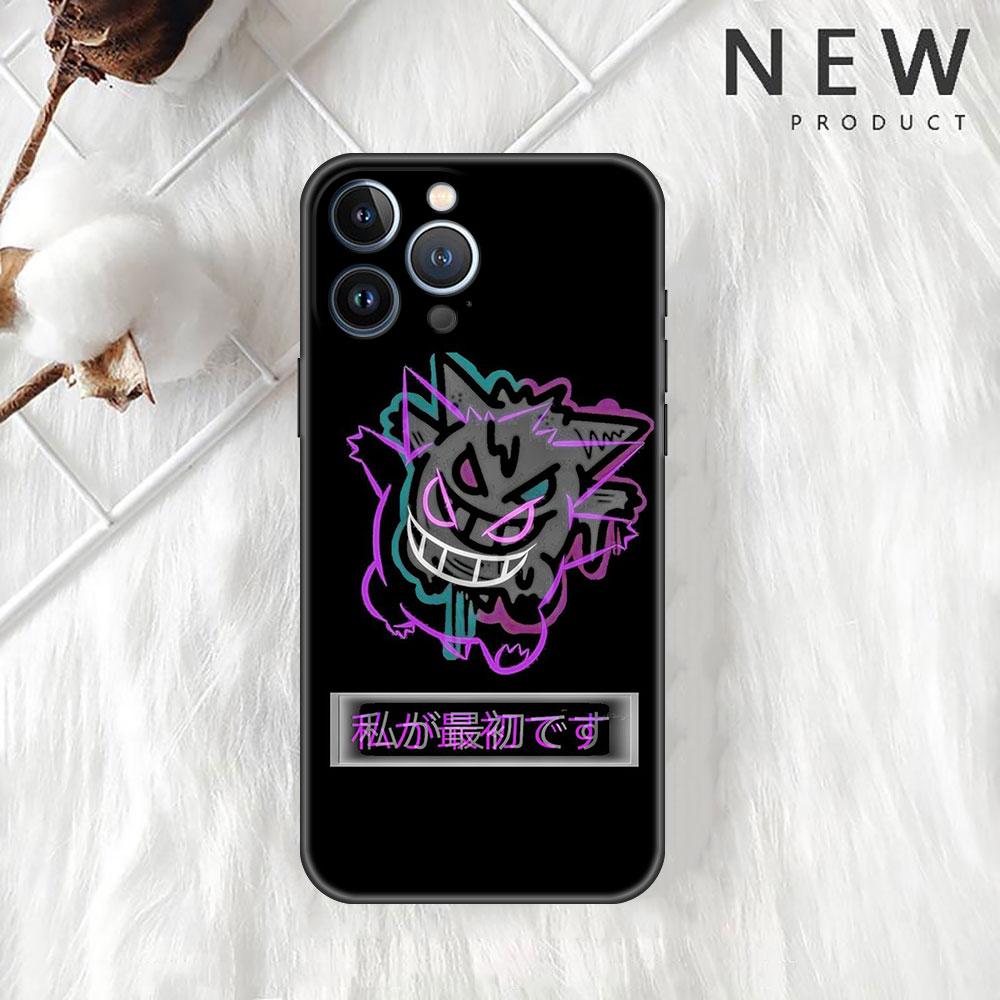 

Милый чехол с покемоном Gengar Funda для Apple iPhone 14 11 13 7 12 Pro 7 XR XS Max 8 Plus 6 14Pro, черный мягкий чехол для телефона iPhone 14 Pro Max