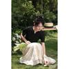 Women's Elegant Apricot Draping A-line Midi Skirt