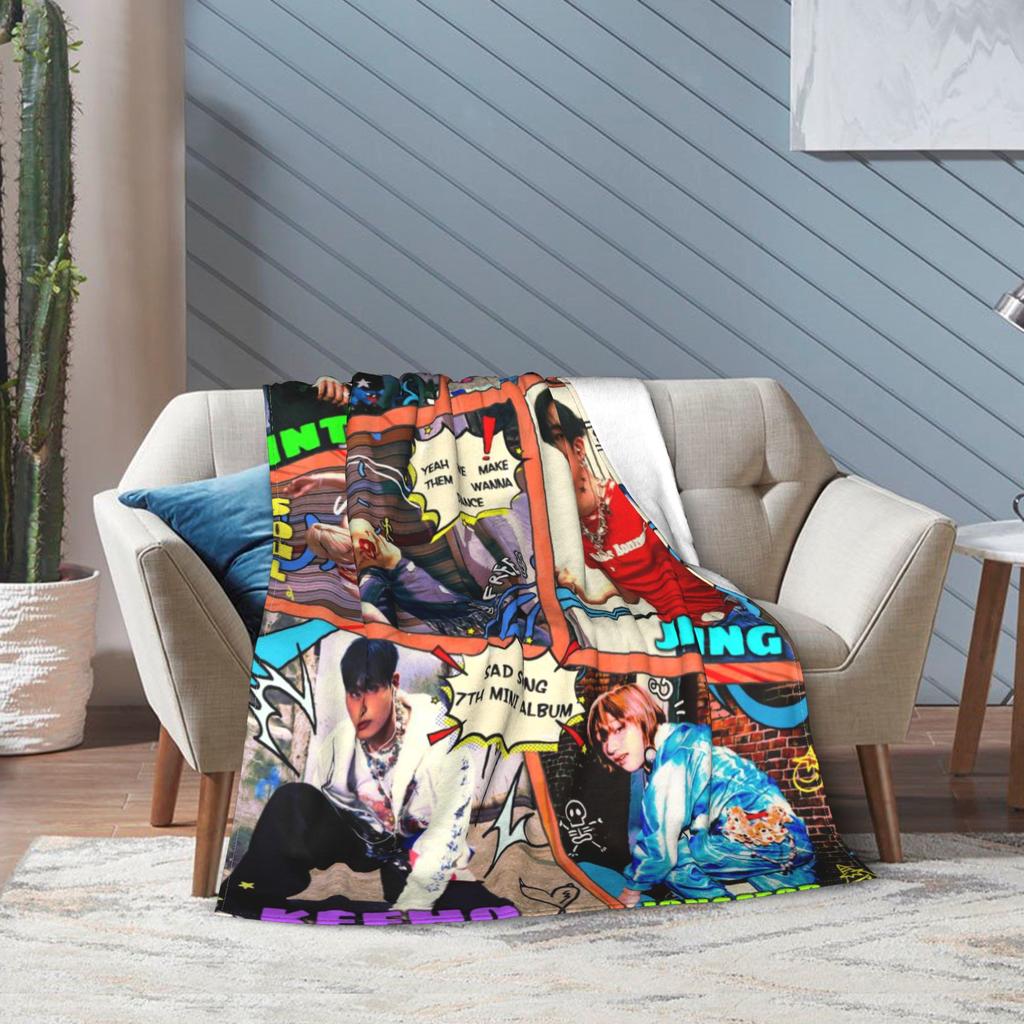 Super Soft DUH! P1Harmony Kpop Music Album Throw Blanket Premium Fleece Flannel Bed Blanket Cozy Warm Blankets All Season Use