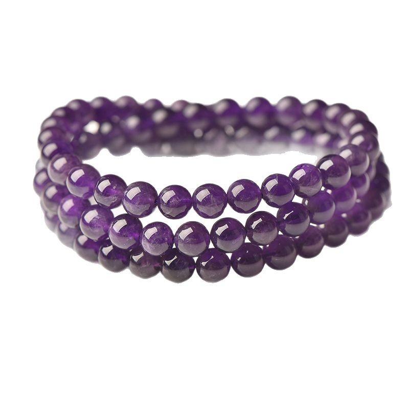 Natural Amethyst Bracelet Wrapped Three Times Uruguayan Amethyst Multi-loop Bracelet Beaded Finished Crystal Jewelry