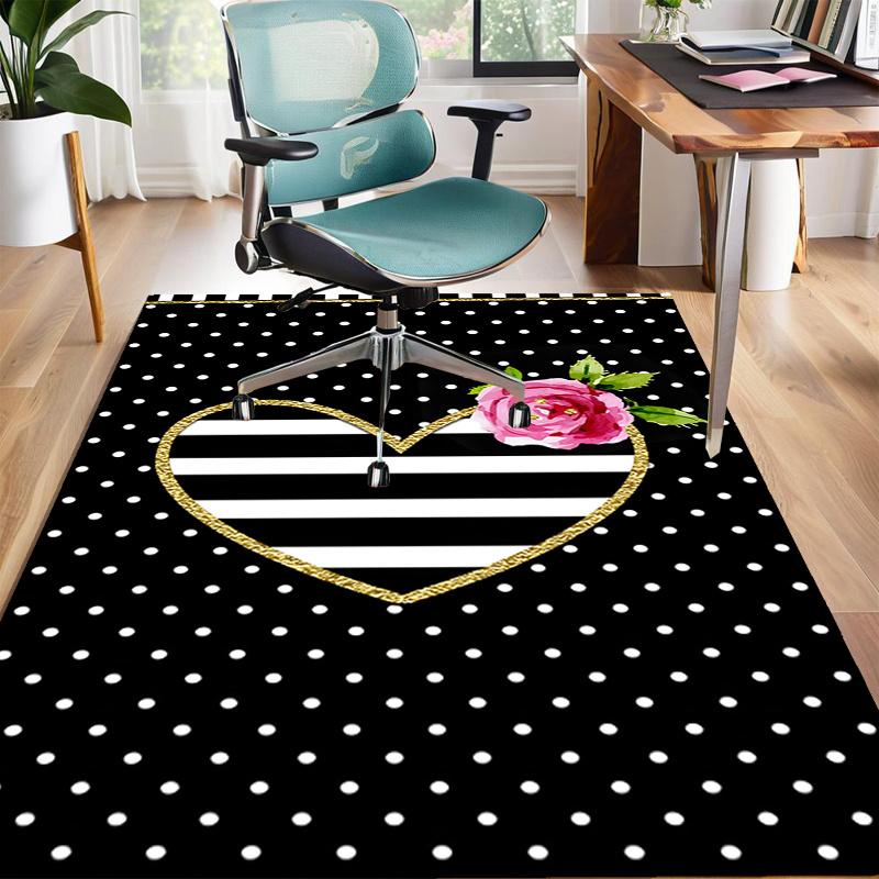

Crystal Velvet Black And White Striped Heart Printed Area Rug for Bedroom, Living Room, And Home Office Decor, Stylish Mat for Bedside S14 120cm x 160cm