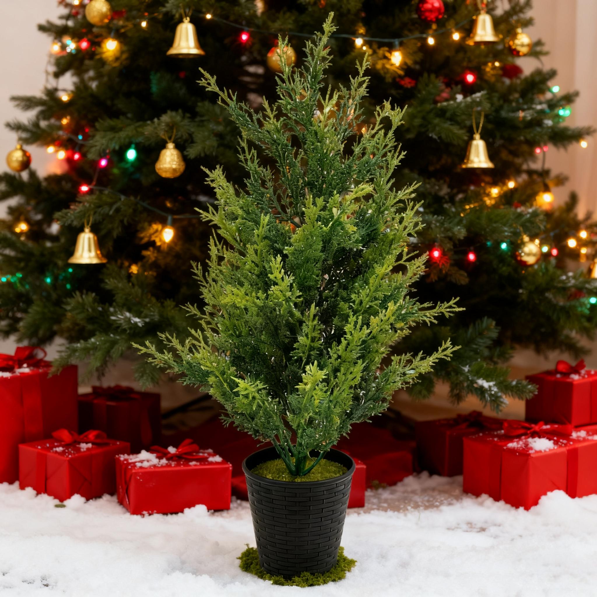 

Christmas Tree Potted Ornament Artificial Potted Christmas Tree Ornaments Artificial Xmas Tree Front Door,Corridor,Terrace Decor Other