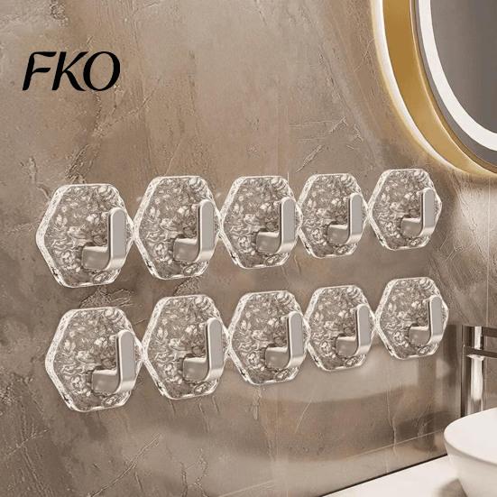 Strong Adhesive Hooks Hexagonal Self Hooks, Water Ripple Pattern Design, Waterproof No Damage Free Wall Drilling Mounted for Towels Keys