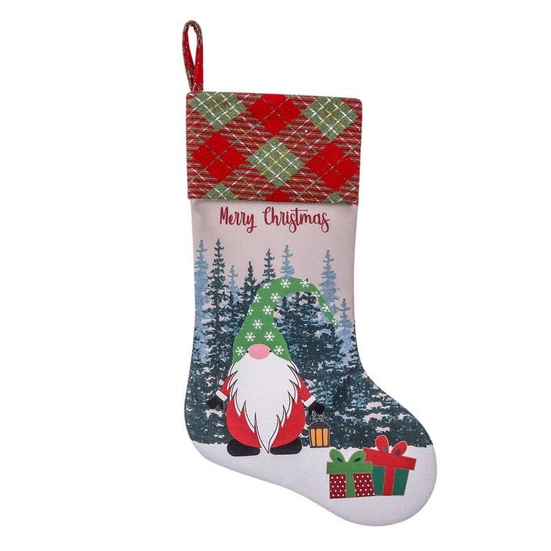 

Decoration Christmas Magenta Green Checkered Rudolph Printed Socks Bags Children зелёный