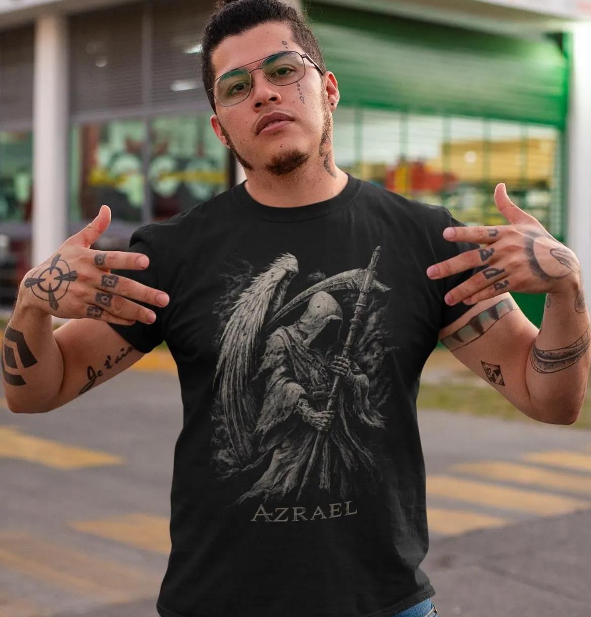 Azrael Dark Angel Graphic Tee Gothic Metal Reaper Shirt Dark Fantasy Streetwear L