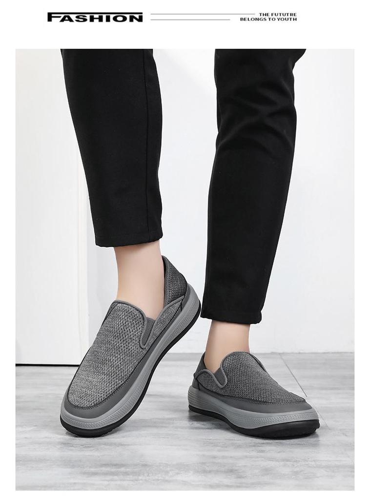 Men's Summer Slip-On Breathable Mesh Shoes - Old Beijing Cloth, Odor-Free, Casual Style