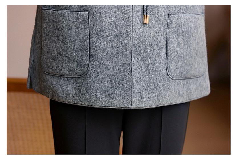 Women's Short Double-Faced Wool Coat - Lapel, Autumn/Winter Chinese Style Cardigan with Pockets