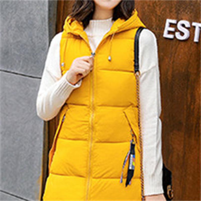 Cotton Vest Women's Long Autumn Winter Hooded Plus Size Vest
