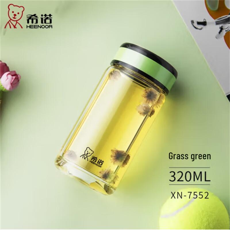 HEENOOR Portable Single-Layer Glass Water Bottle