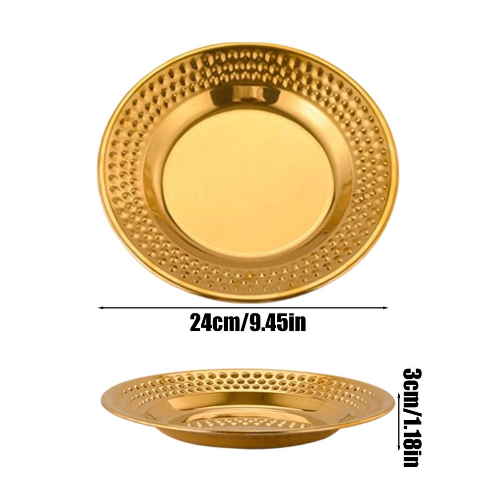 Mirror Polishes Stainless Steel Dinner Plates Set Durable Unbreakable Metal Trays For Family Dining, Camping Event Kitchenware