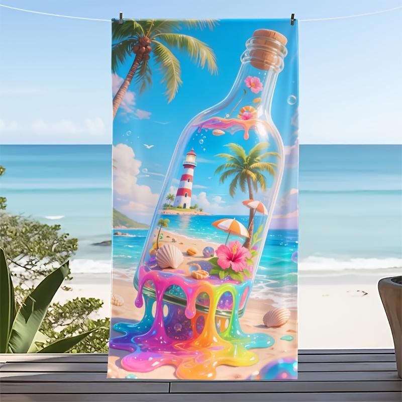 Hello Summer Colorful Flip Flop Pattern Beach Towel Quick Dry Microfiber Large Towel For Swimming Pool Beach Bath Outdoor