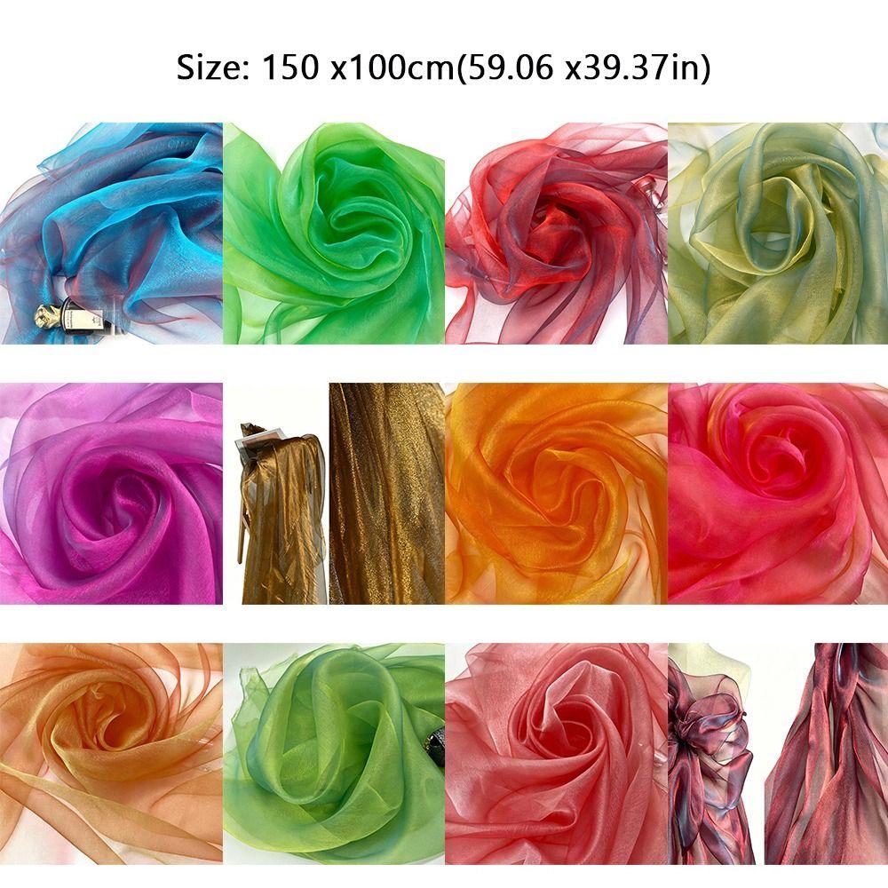 150X100cm Organza Fabric Two-color Gradient Soft Yarn Laser Fabric Blue Green Gradient Color Two-tone Fabric Party Decoration