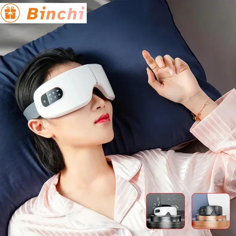 Electric Heated Eye Massager Smart Airbag Vibration Eye Care Instrument With Bluetooth Eye Strain Migraines Relief Improve Sleep