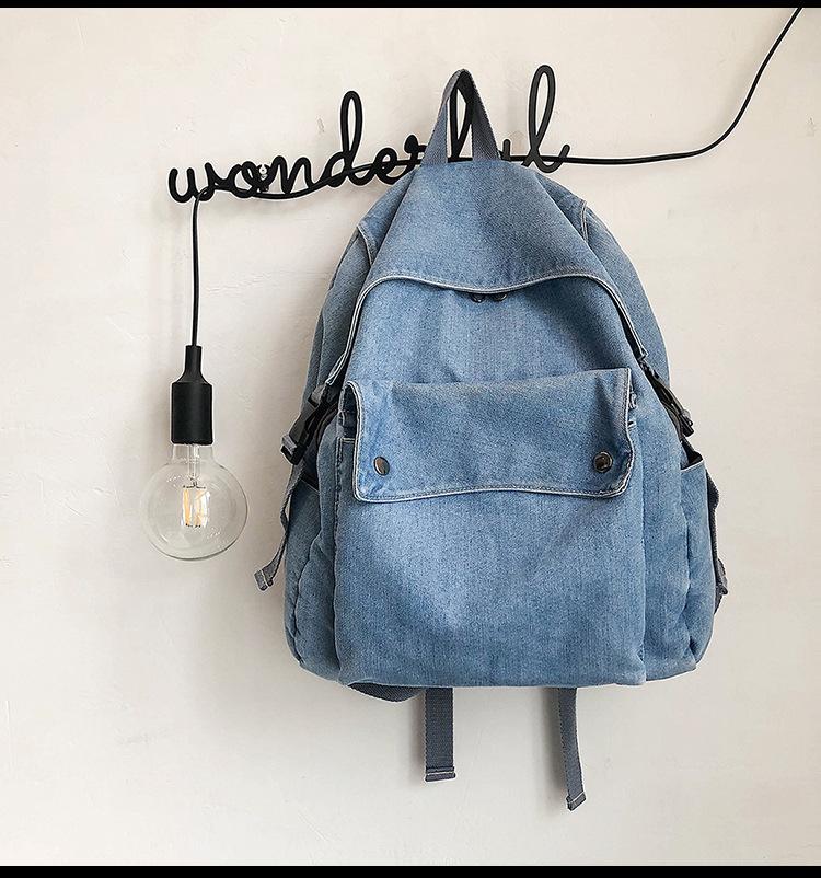 Zaino in Denim da Donna Estetica Vintage Zaino in Jeans Piccolo Casual Daypack Borsa a Spalla Portamonete