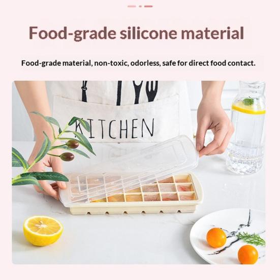 Ice Cube Tray with Lid 21-Cavity Large Square Silicone Ice Cube Mold Food-Grade Easy-Release Spill Proof Ice Cube Maker for Freezer