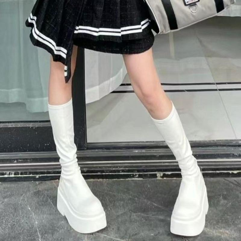 Thick-soled boots Small tall boots Children's new autumn and winter giant comfortable knight boots Elastic thin boots