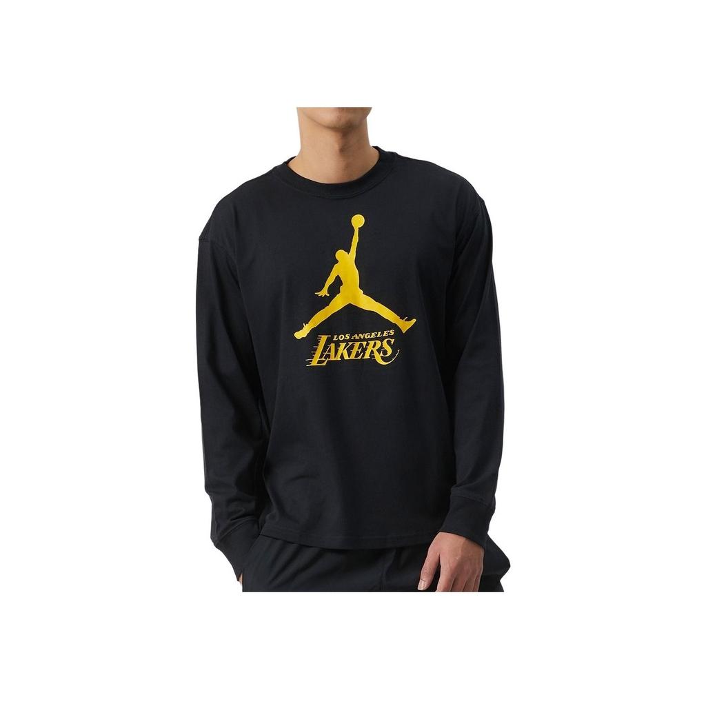 Jordan NBA Los Angeles Lakers Big Logo Print Casual Long Sleeve T-Shirt Men Tops Black FN1269-010