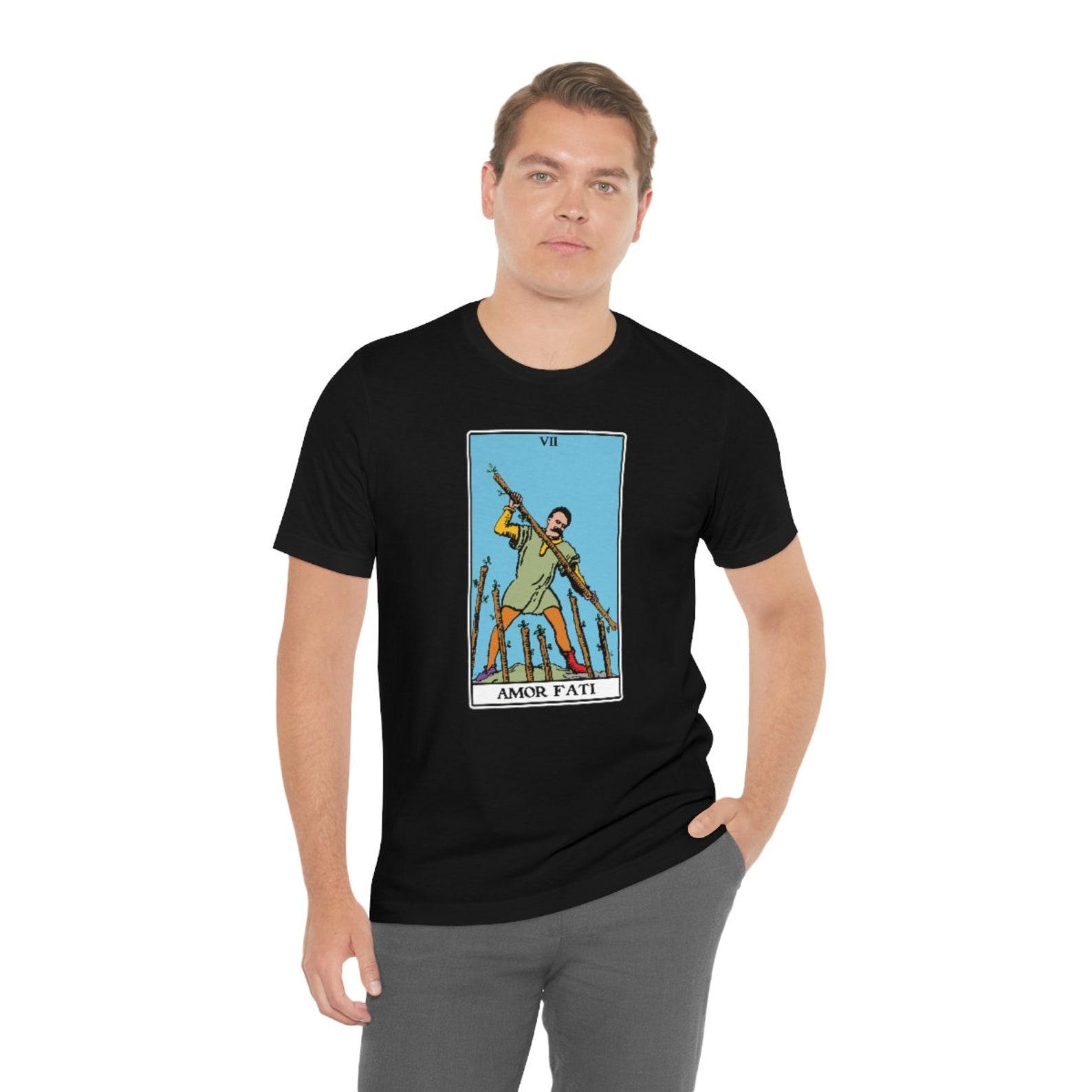Nietzsche Amor Fati Seven of Wands Tarot Philosophy T-shirt S