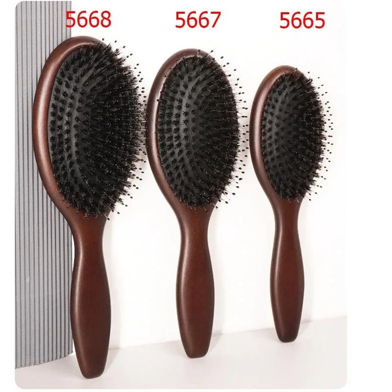Wood Massage Hair Brush Comb For Hair Hairbrush Dry Wet Detangle Wood Combs Women Hair Beauty Care Paddle Cushion Massage Brush