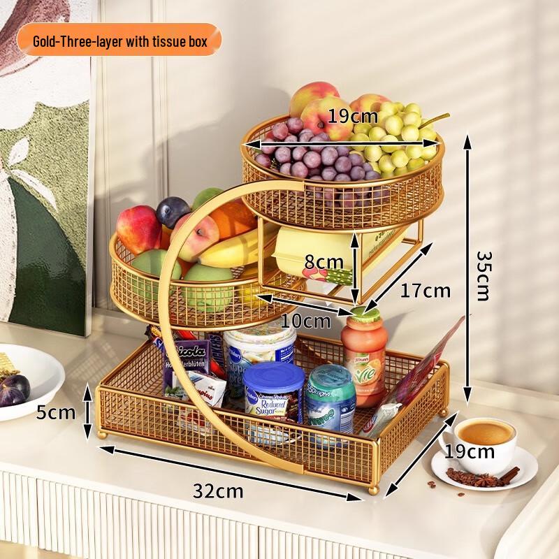 Multi-tier Fruit and Snack Serving Platter with Tissue Box
