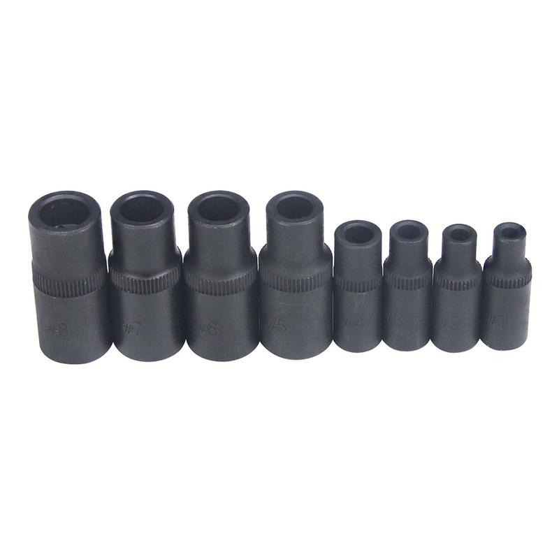 8Pcs Tap Socket Set Combining 1/4"D & 3/8"D Sockets for Driving Thread Cutting Taps From 1.5mm to 12mm