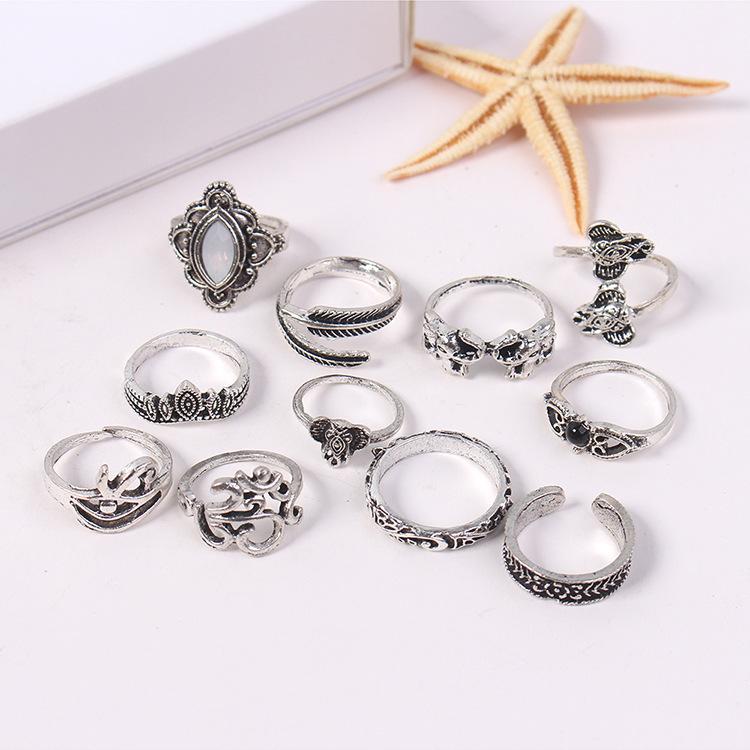 

Аксессуары, модный комплект колец с преувеличенными размерами, винтажное кольцо в форме слоновьего пера с короной