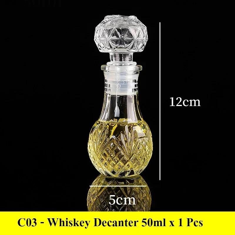 

European Whiskey Transparent Glass Carved Small Bottle 50ml/100ml Mini Western Wine Bottle Sealed Red Wine Bottle