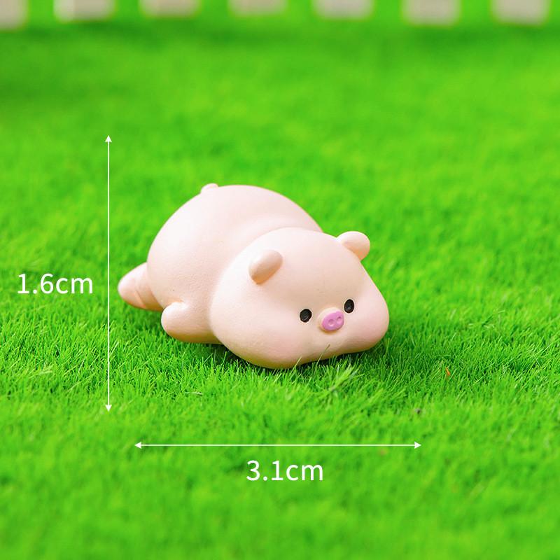 10Pcs/set Cartoon Party Pig Animal Miniatures Resin Ornaments Diy Fairy Garden Decoration Micro Landscape