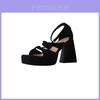 Thick Sole High Heel Shoes For Women With Onestring Buckle Vintage Style Spring