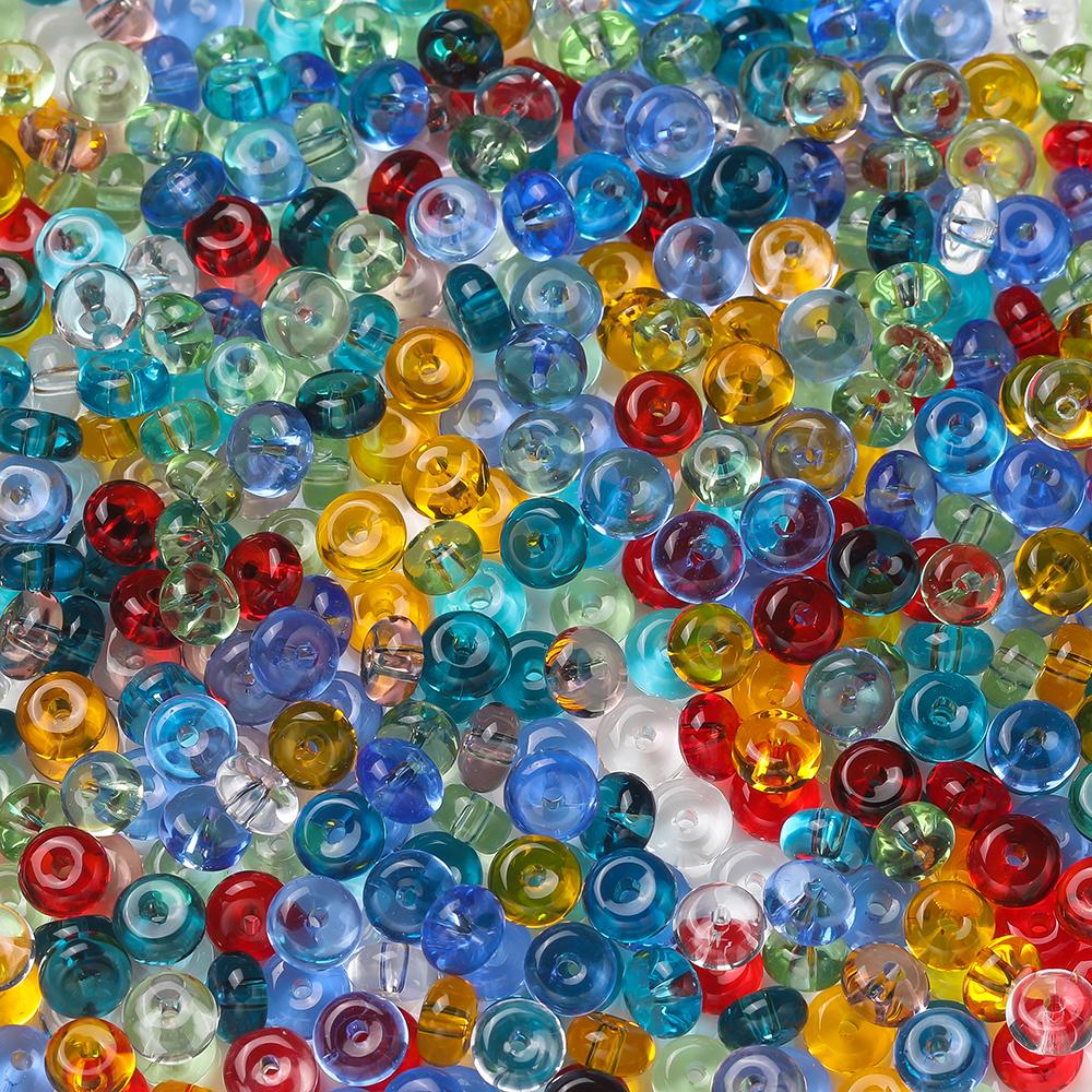 50pcs/Lots Colored Glass Seed Bead Abacus Shape Spacer Loose Beads for DIY Jewelry Making Bracelet Necklace Charms Accessories
