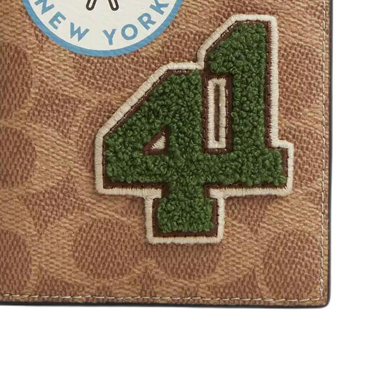 New COACH Coated Canvas Card Holder Mini Unisex Tawny Multicolor CY903-QBTAM
