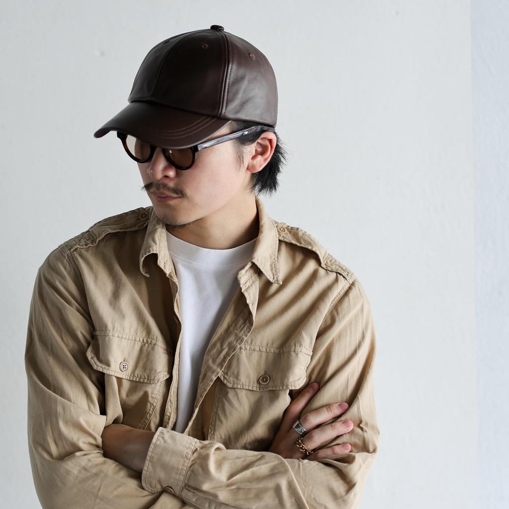 Genuine Leather Low Baseball Cotton Polo LAMD Lamb Sizes Brown [LECK HATTER] Cap, 6-Panel Cap, Men's Cap, Cap, Cap, LEATHER, Leather, Cap, Available,