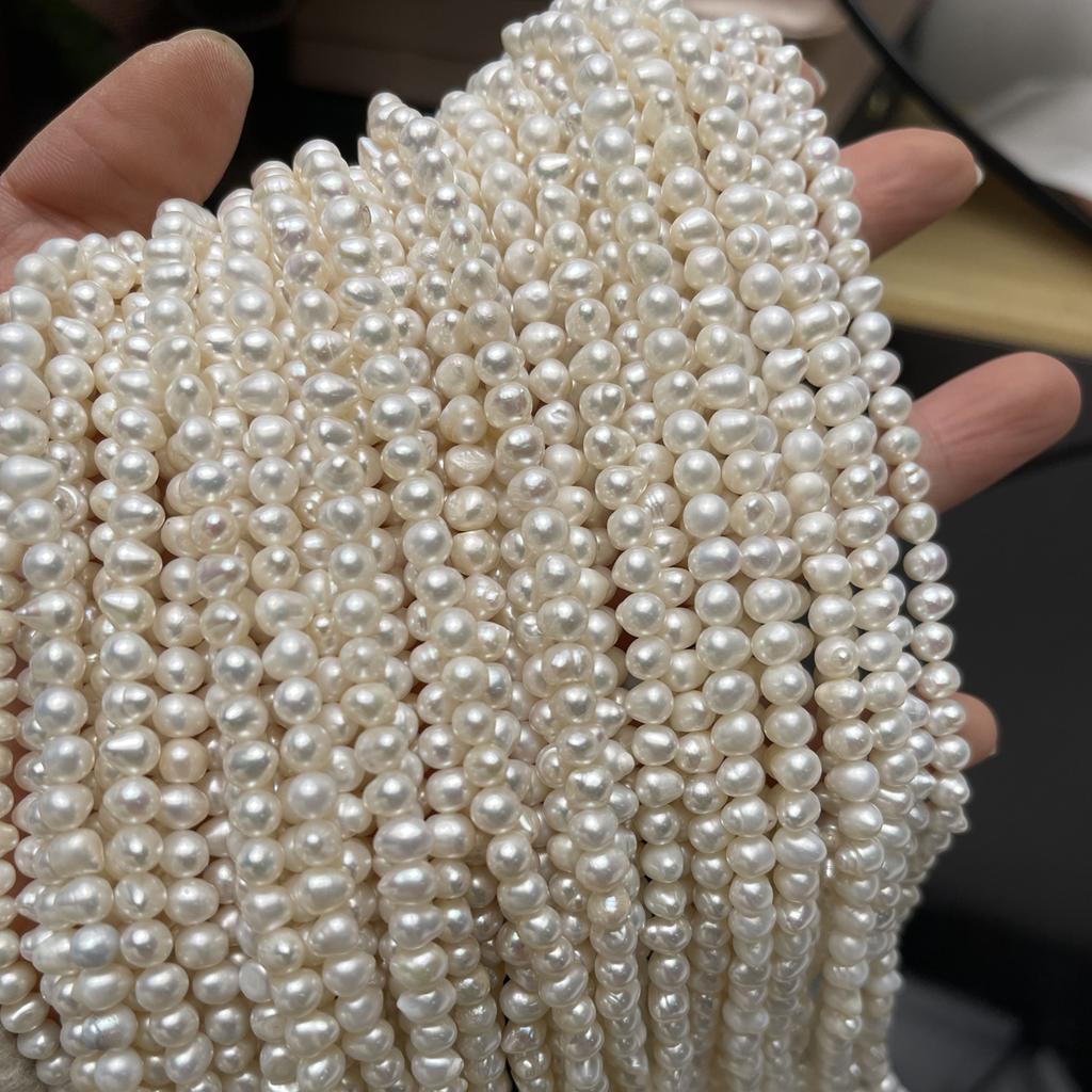 1String, White Natural Freshwater Pearls Beads,4-5mm, for DIY Necklaces Bracelets, Jewelry Making 36cm