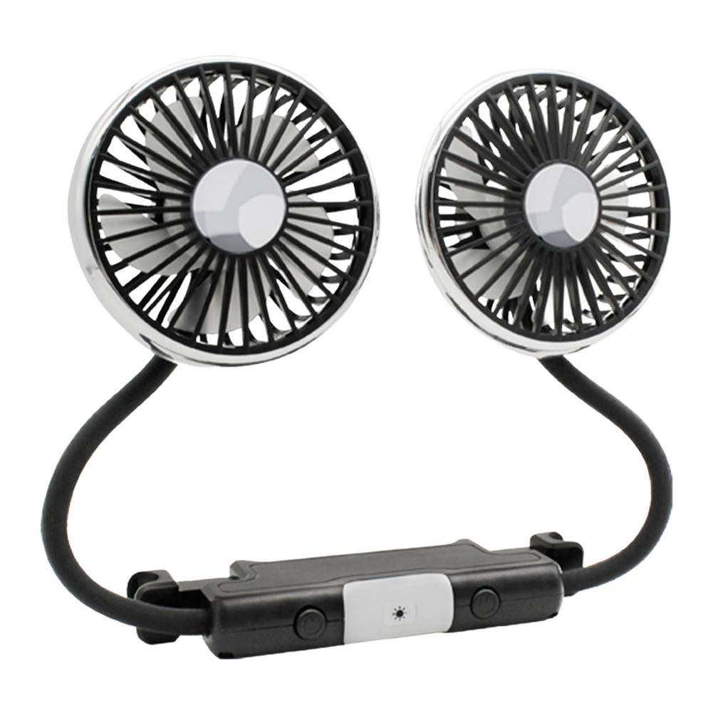 360° Rotation Dual Head Car Fan 3 Speeds USB Powered For Back Seat Air Cooling Heating Cooling & Vents HVAC Systems & Parts