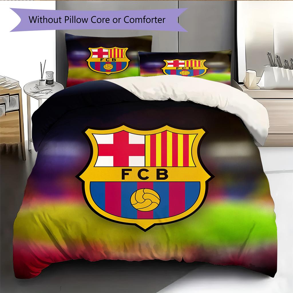 מצעים בעיצוב ברצלונה קישוט לבית מתנת יום הולדת (1 * כיסוי שמיכה + 2 * ציפות, ללא ליבה)