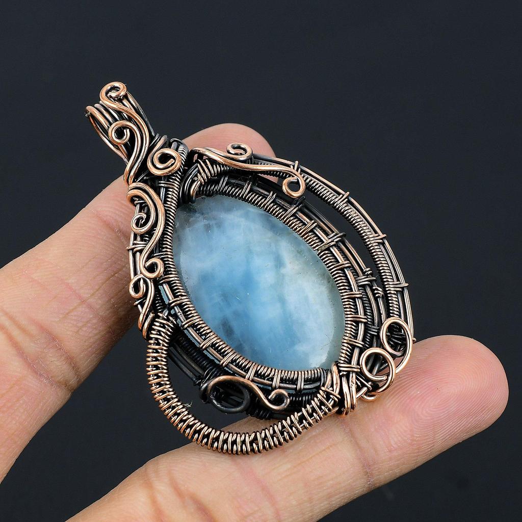 Moonstone 999 Copper Wire Wrapped Pendant, Handmade Gemstone Pendant, Gift For Mom Antique Jewelry