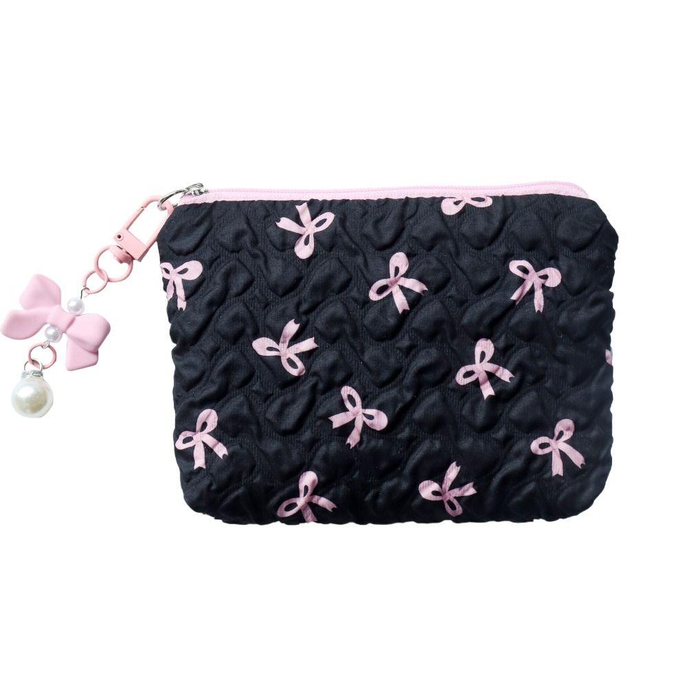 Fashion Bowknot Print Bow Makeup Bag Large Capacity Storage Pouch Cosmetic Bag Toiletry Bag Travel
