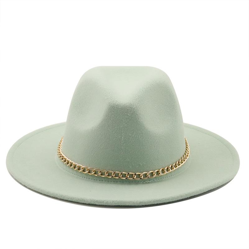 New thin chain accessories European and American autumn and winter solid color woolen top hat European and American fashion jazz hat