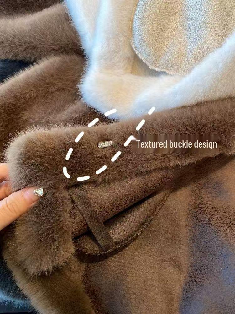 2024 Eco-Friendly Mink Fur Long Coat with Stand-Up Collar - Plus Size & Fashionable